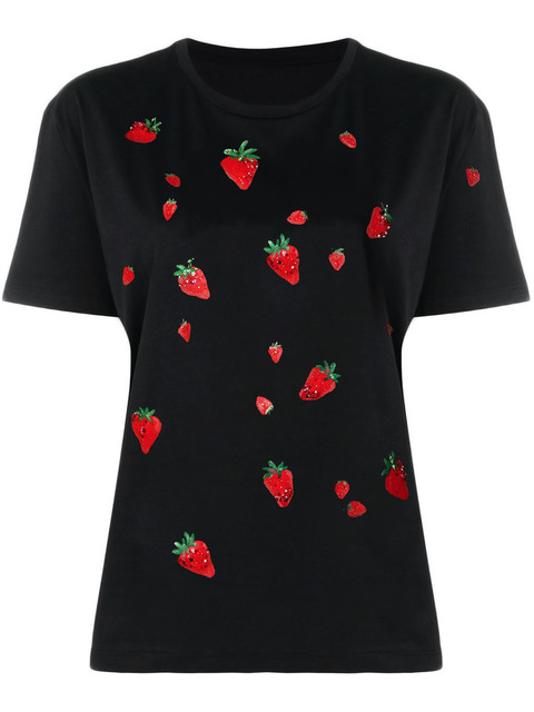 Чёрная футболка с клубниками