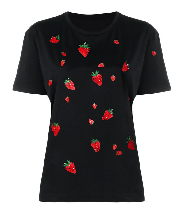 Чёрная футболка с клубниками
