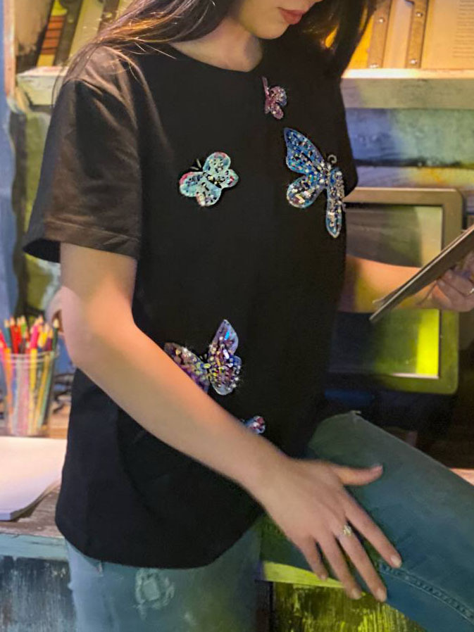 Футболка бабочки холодные оттенки