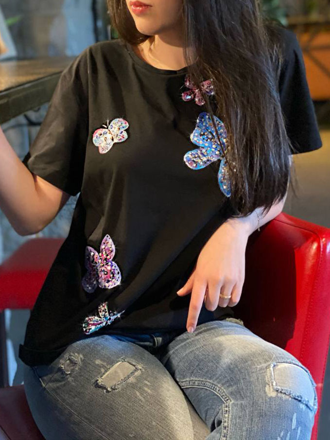 Футболка бабочки холодные оттенки