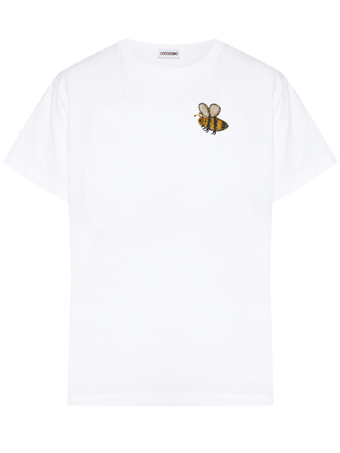 Белая футболка с вышивкой Пчелка