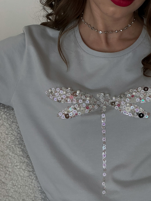 Футболка стрекоза перламутровая