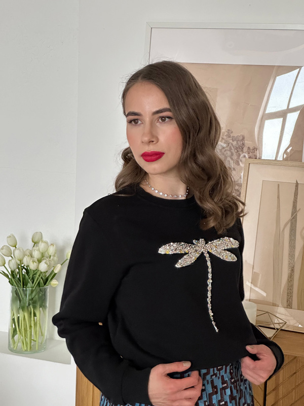 Свитшот стрекоза черный