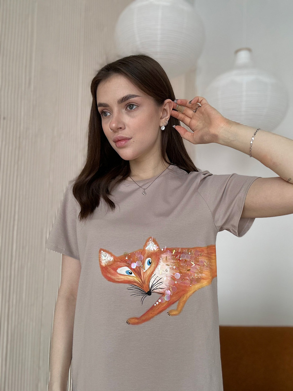 Футболка лиса какао