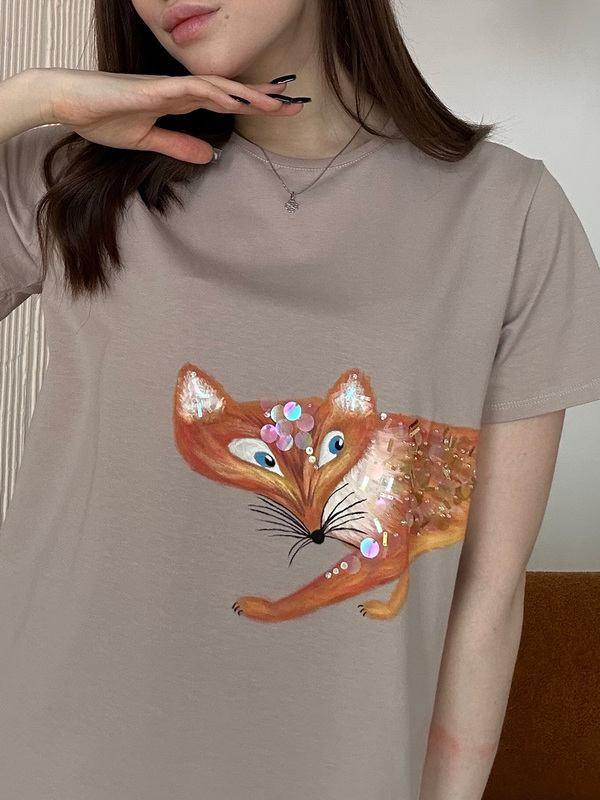 Футболка лиса какао