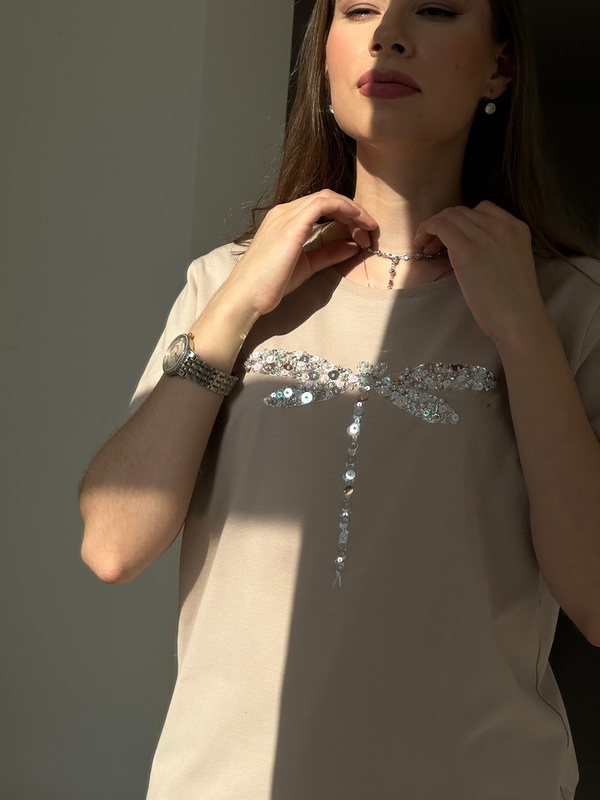 Футболка стрекоза какао