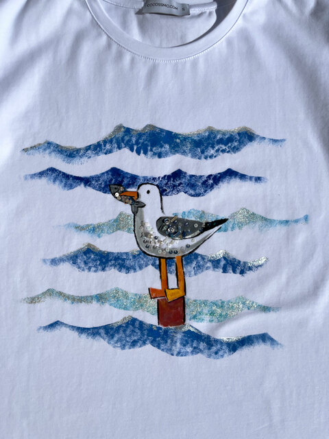 Футболка чайка с рыбкой