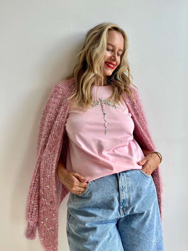 Футболка стрекоза розовая