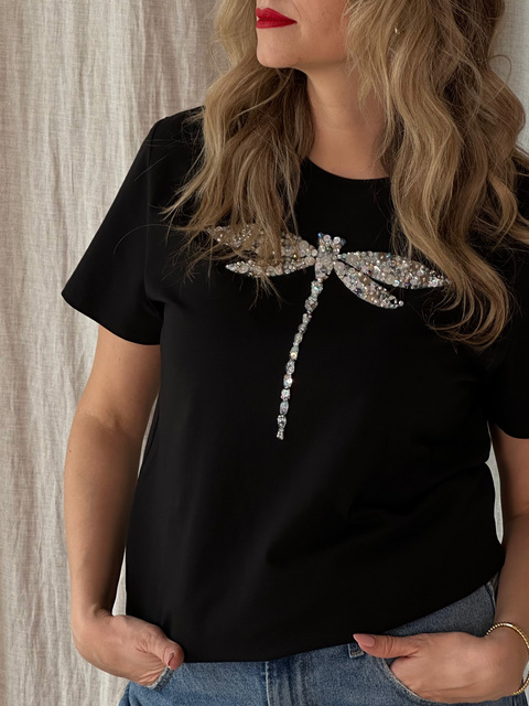 Футболка стрекоза черная