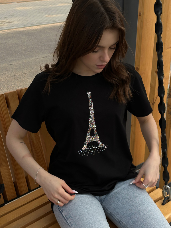 Футболка с Эйфелевой башней черная