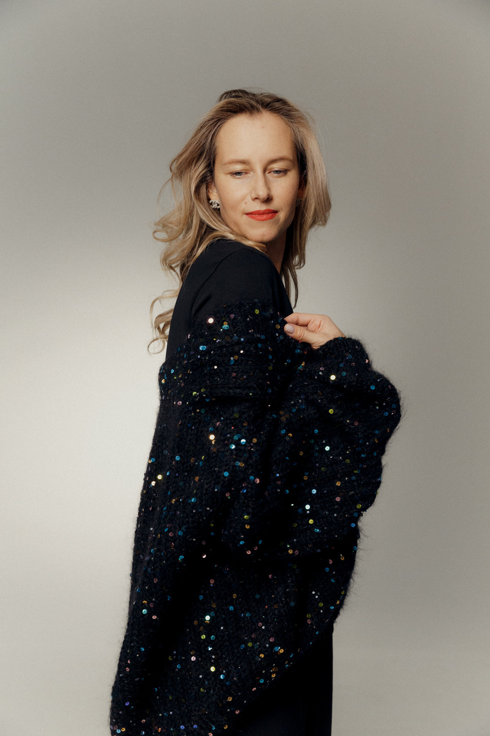 Кардиган из сури альпаки черный