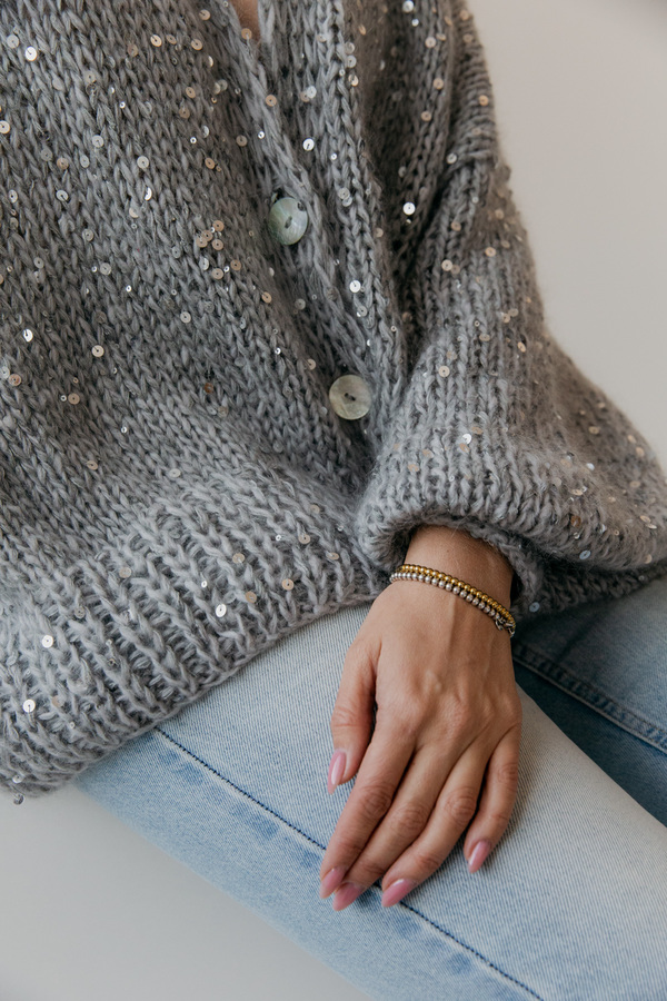 Кардиган из альпаки серебристый