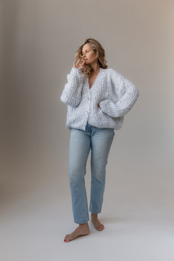 Кардиган жемчужно-белый