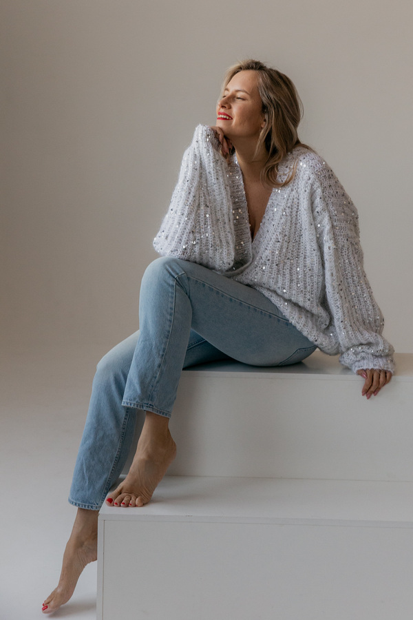 Кардиган жемчужно-белый