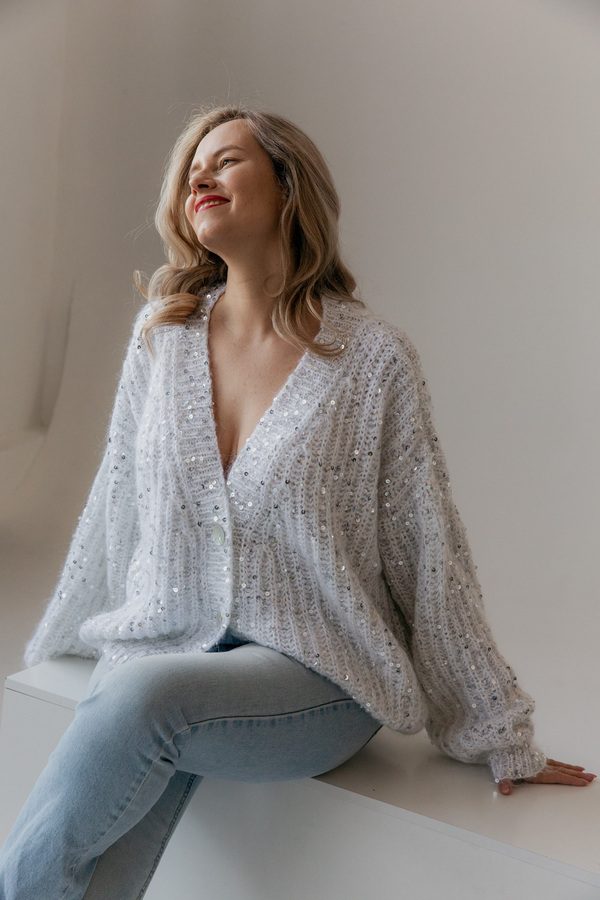 Кардиган жемчужно-белый