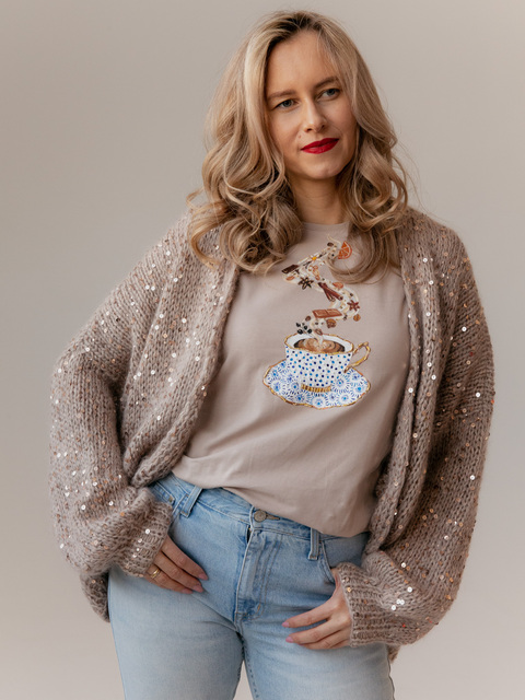 Кардиган Капучино с пайетками