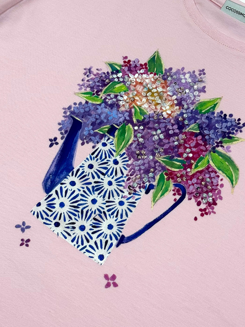 Футболка с сиренью розовая