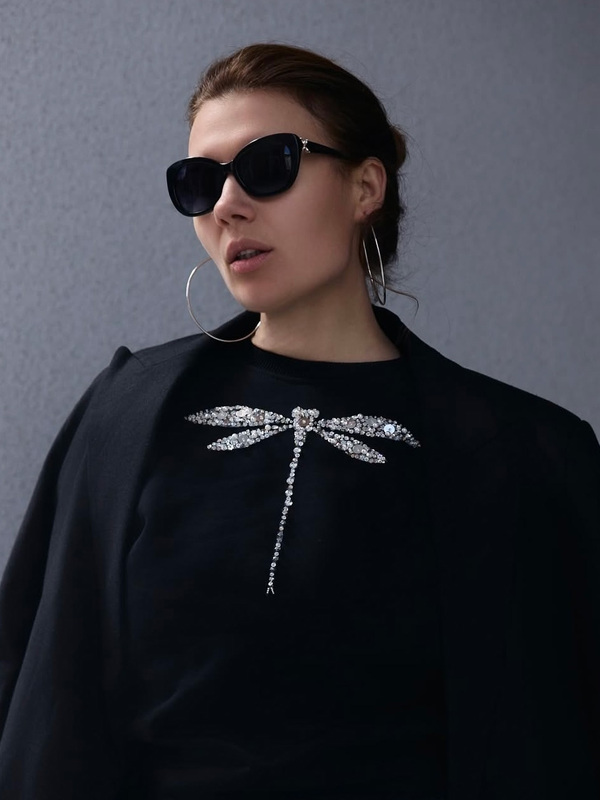 Свитшот стрекоза черный