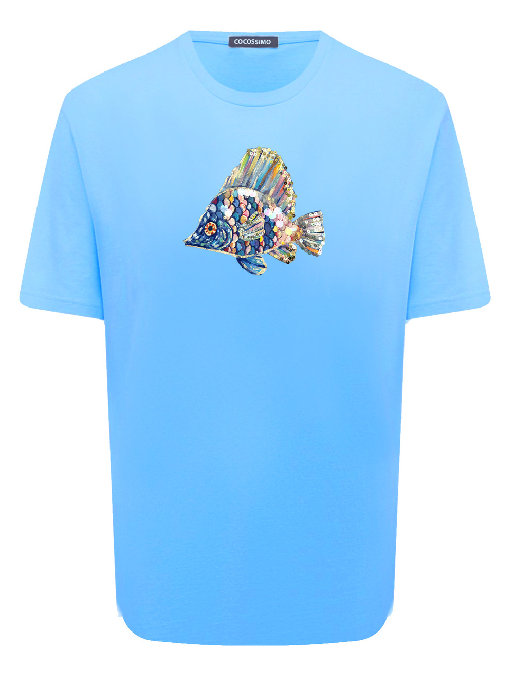Футболка с рыбкой небесная
