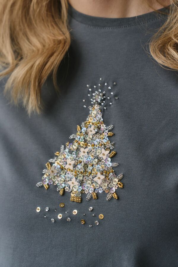 Футболка с елочкой графитовая