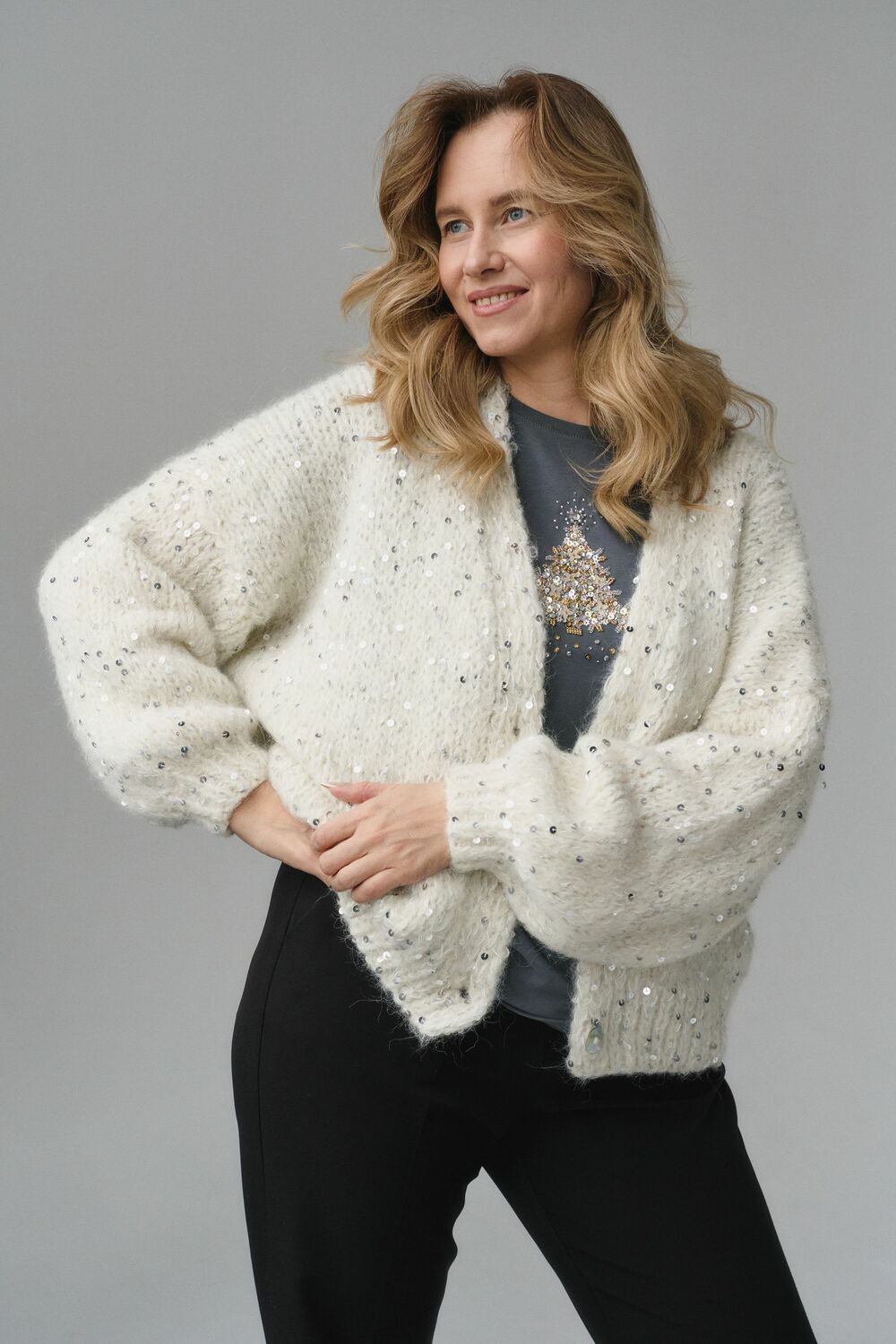 Футболка с елочкой графитовая