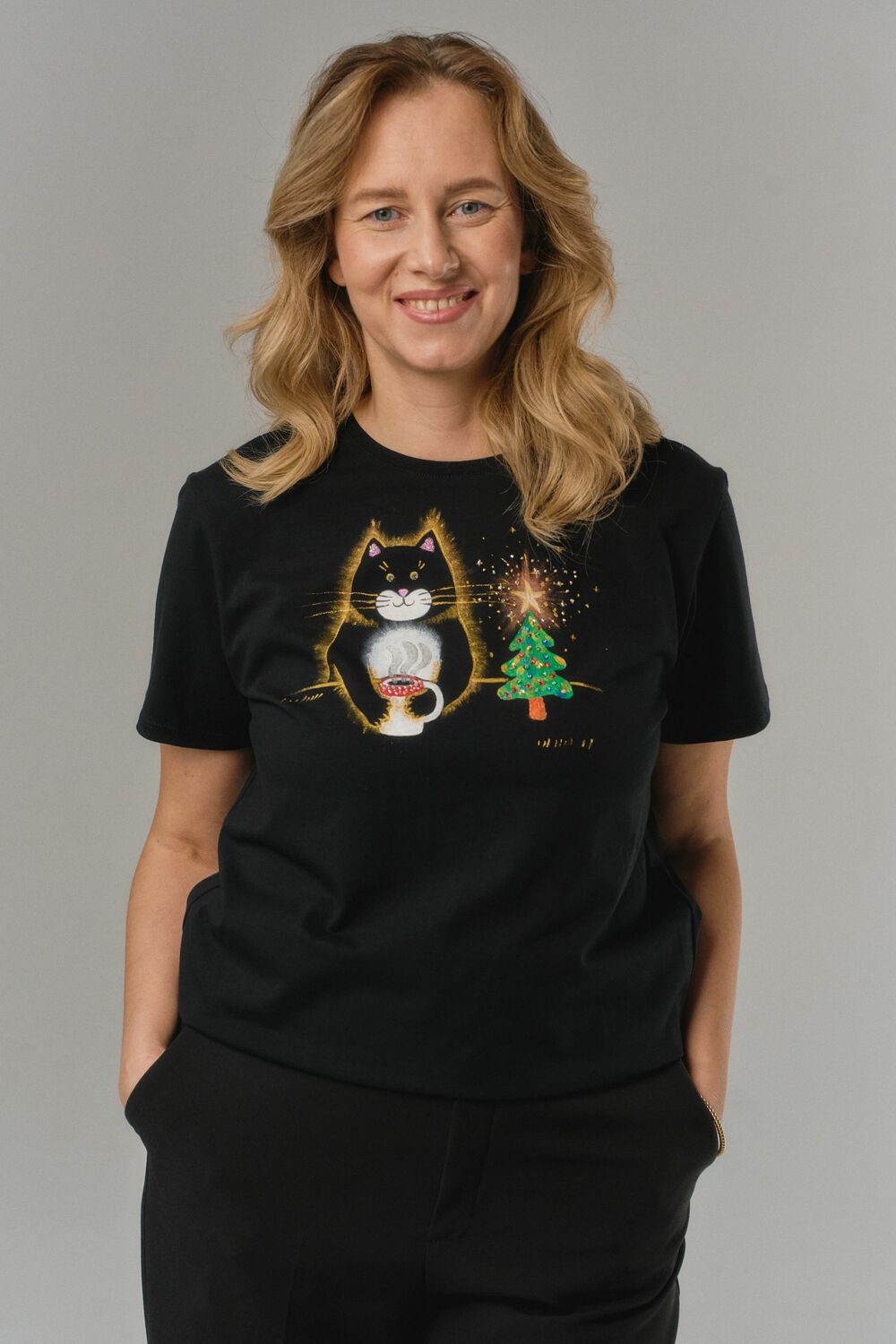 Футболка кот новогодний