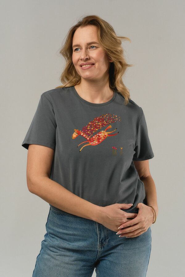 Футболка влюбленная лошадка в оттенке графит