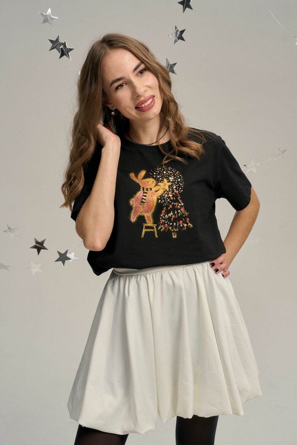 Футболка новогодний зайка