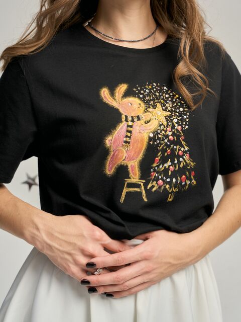 Футболка новогодний зайка