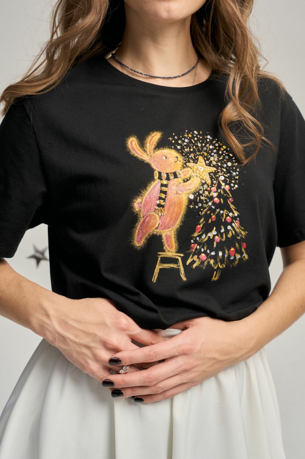 Футболка новогодний зайка