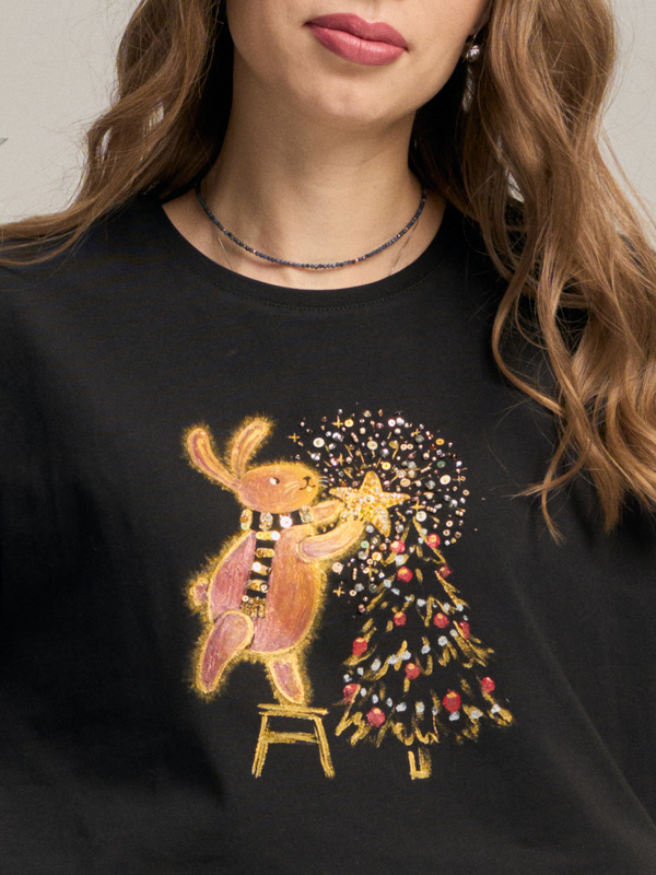 Футболка новогодний зайка