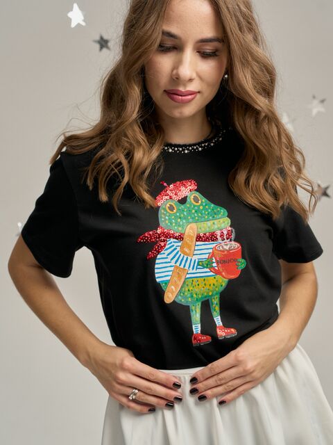 Футболка черная с жабёнком