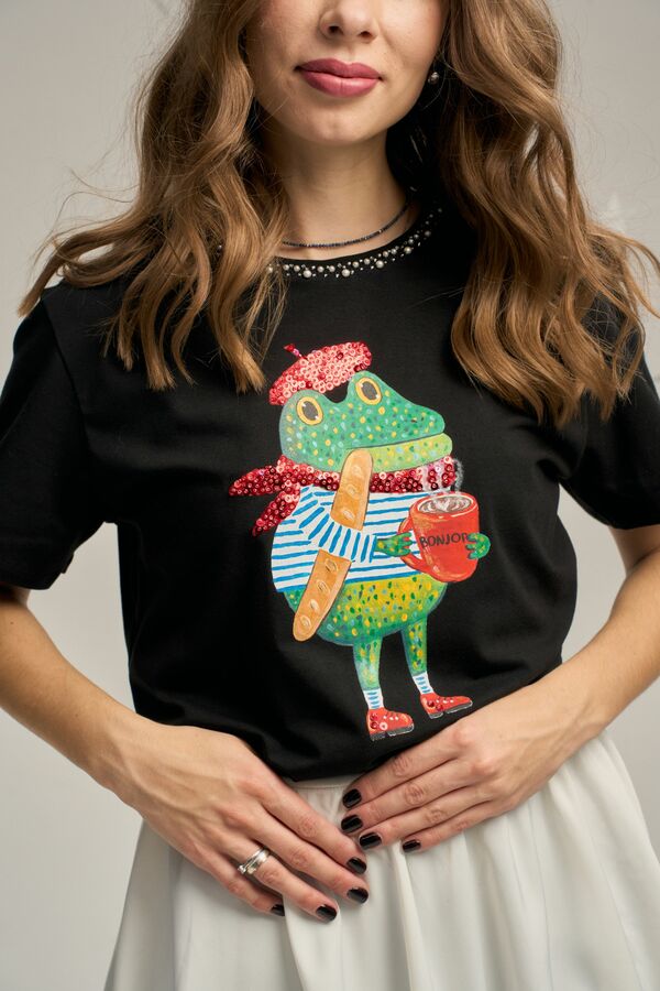 Футболка черная с жабёнком