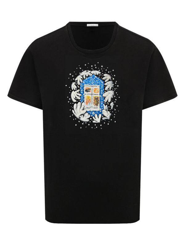 Футболка Зимнее окошко черная