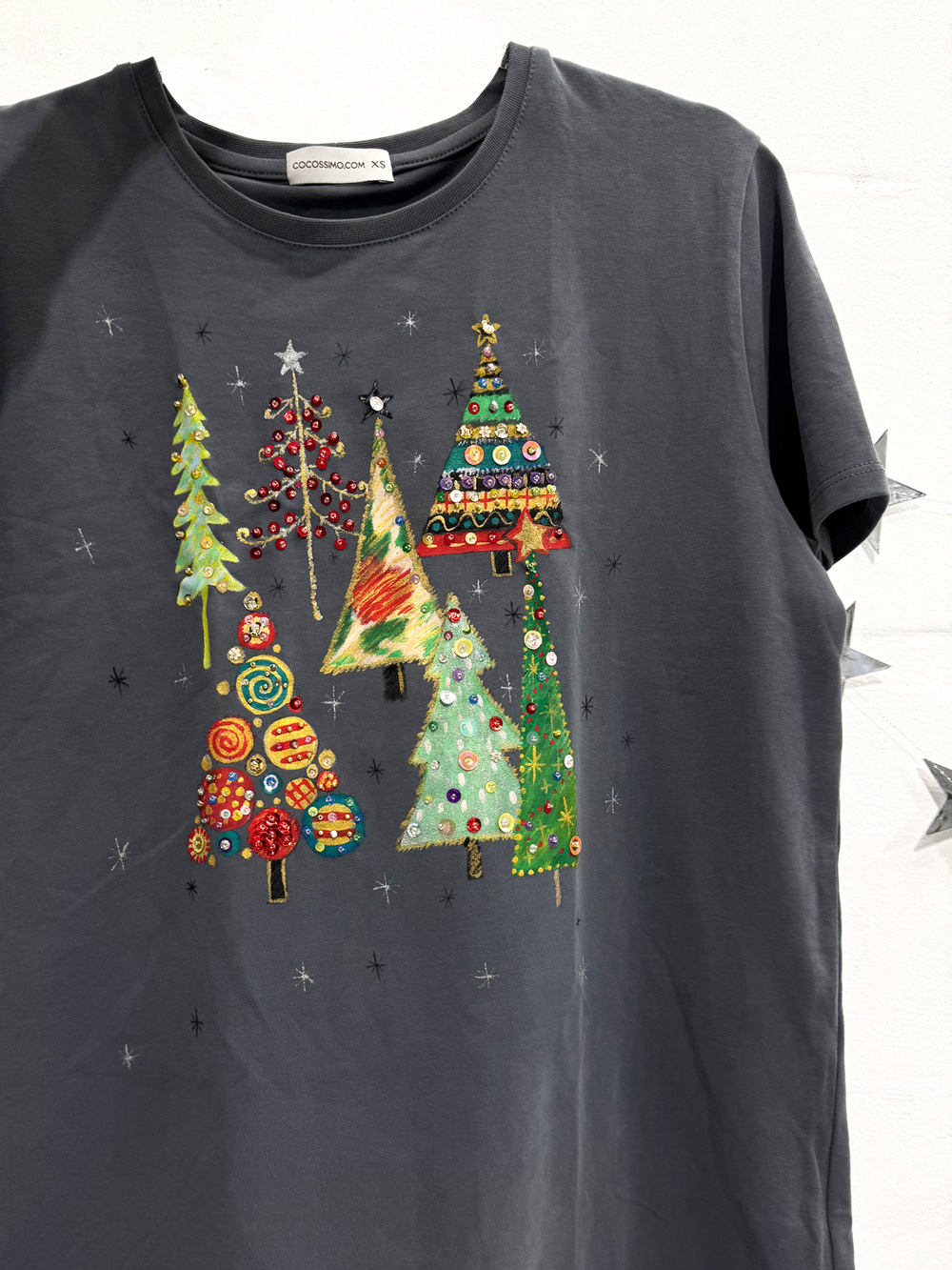 Футболка елки новогодние графит