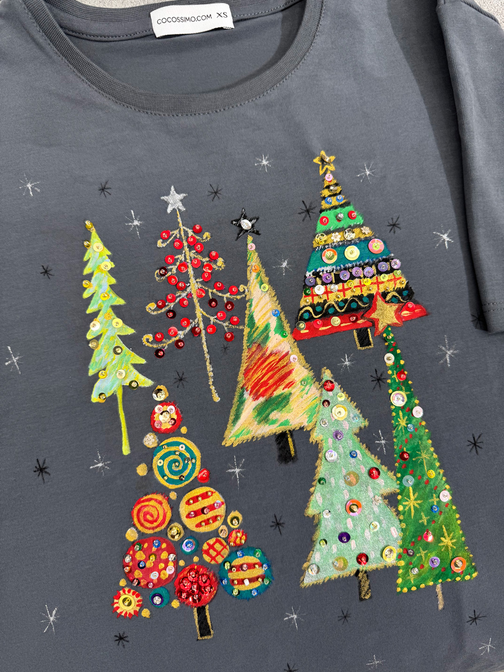 Футболка елки новогодние графит