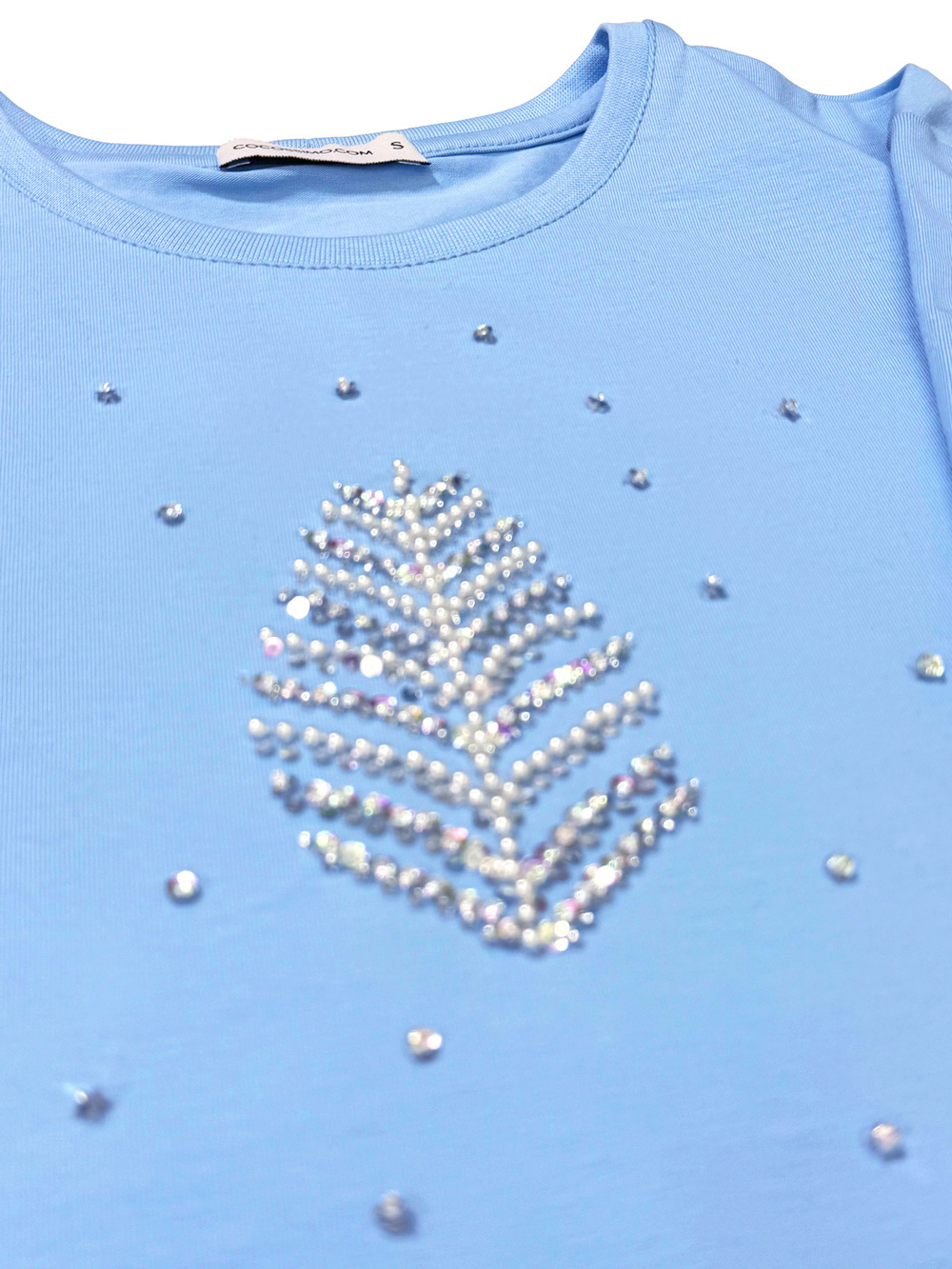 Футболка небесная с ёлочкой жемчужной