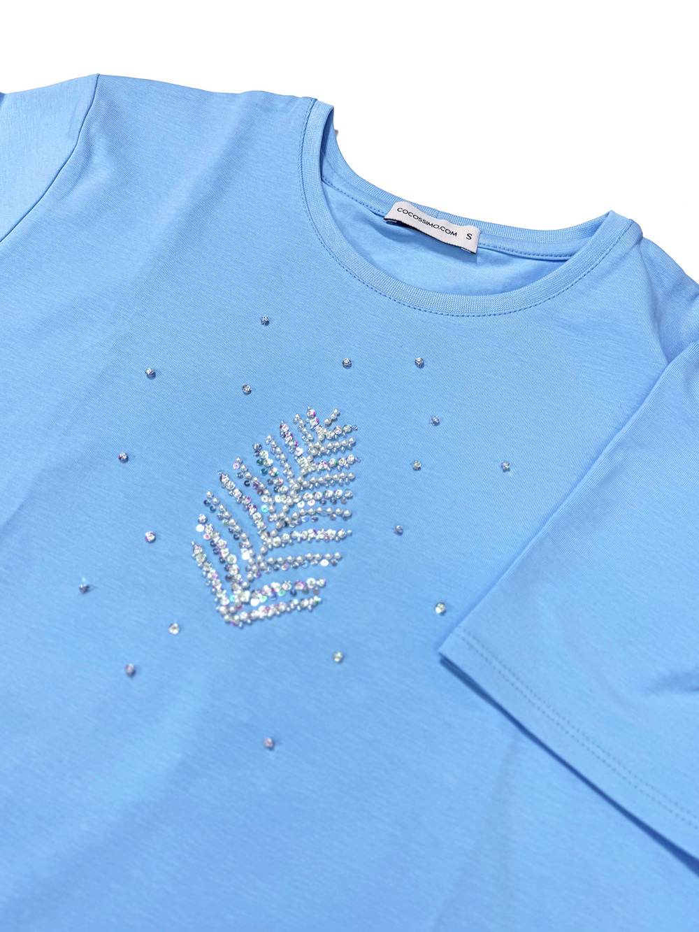 Футболка небесная с ёлочкой жемчужной