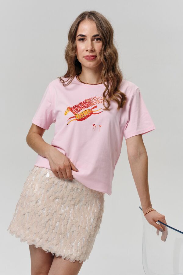 Футболка влюбленная лошадка розовая