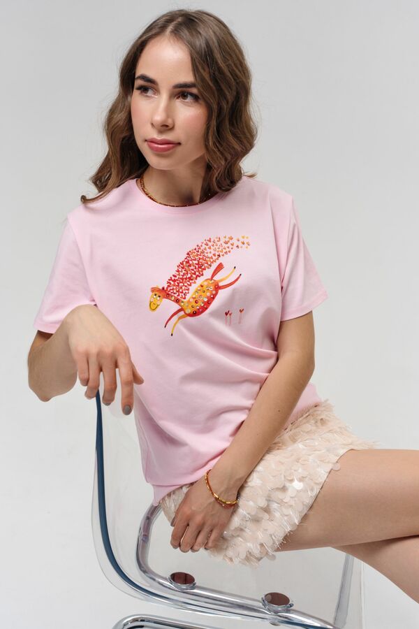 Футболка влюбленная лошадка розовая