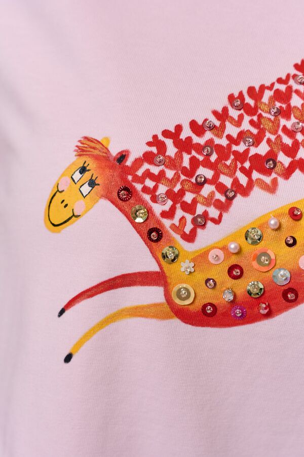 Футболка влюбленная лошадка розовая