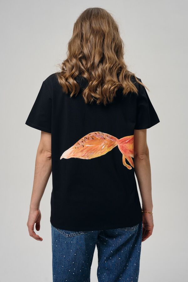 Футболка лиса на черном