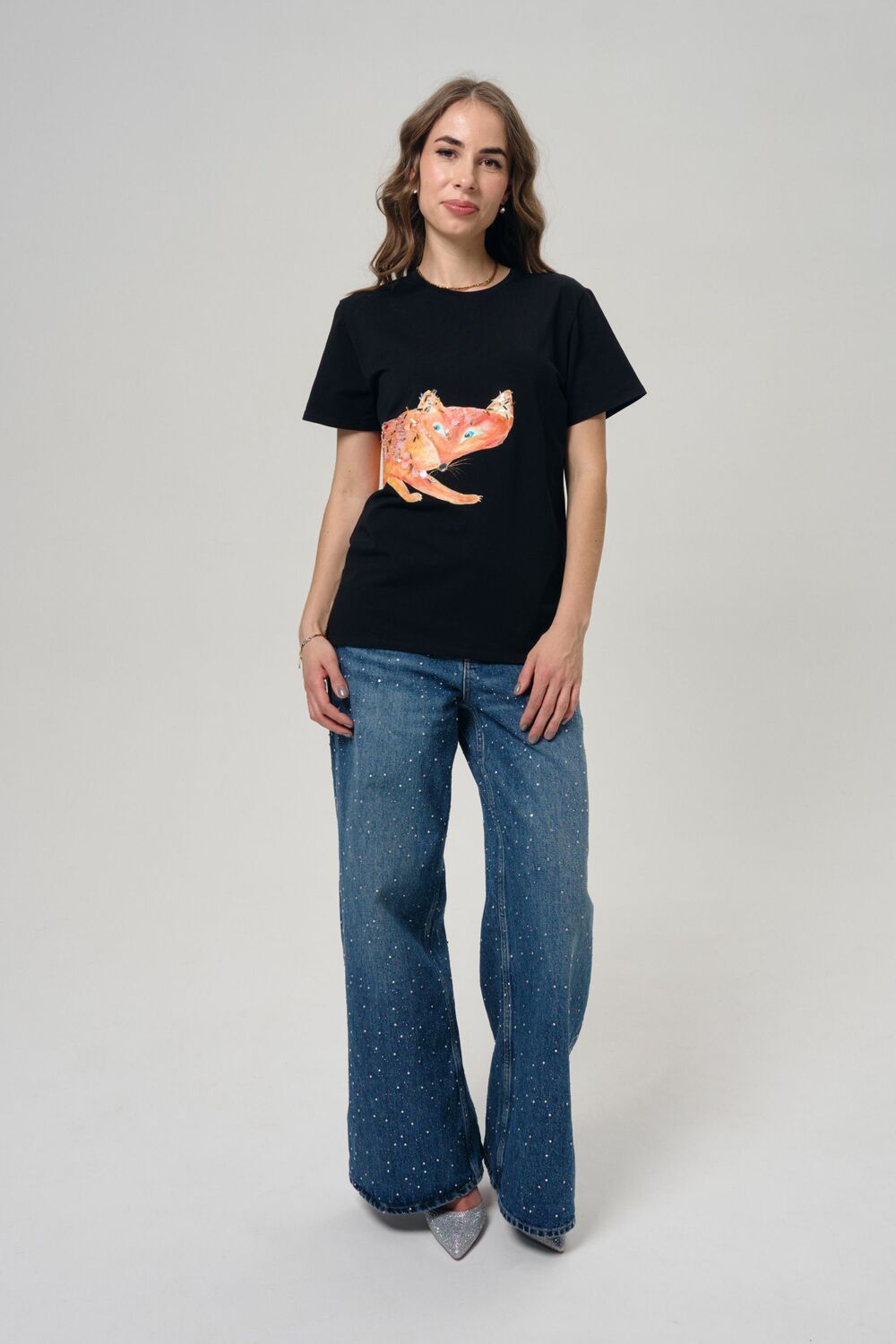 Футболка лиса на черном