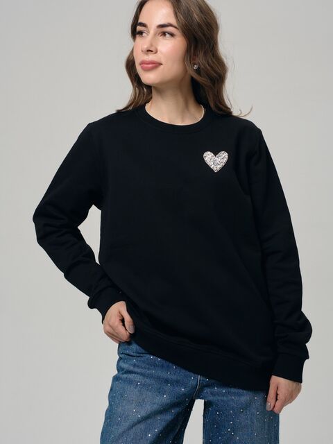 Свитшот черный с кристальным сердечком