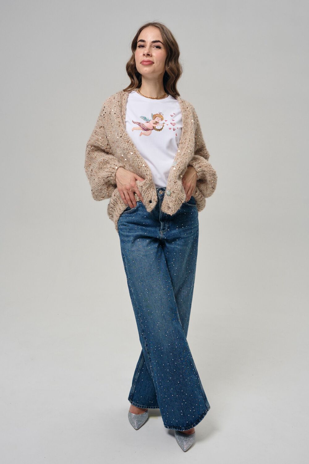 Кардиган Капучино с пайетками