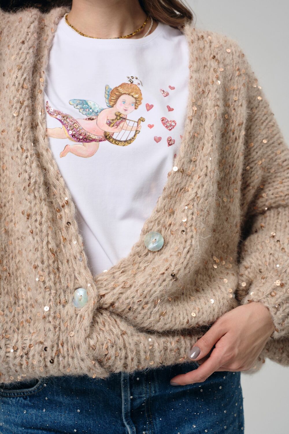 Кардиган Капучино с пайетками