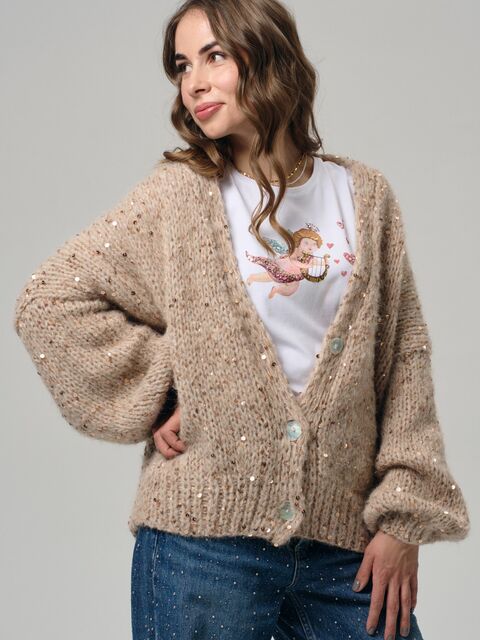 Кардиган Капучино с пайетками