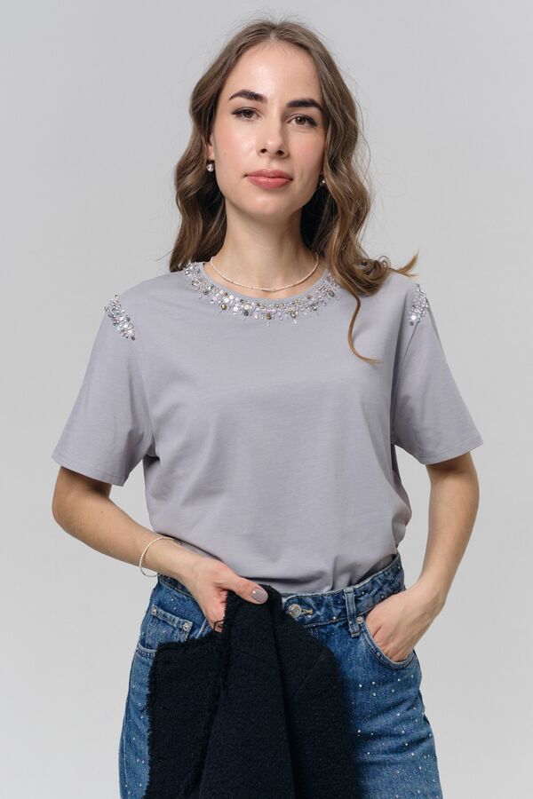 Футболка в стиле CHANEL пепельная