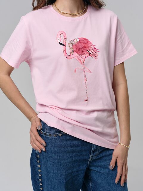 Футболка фламинго розовый