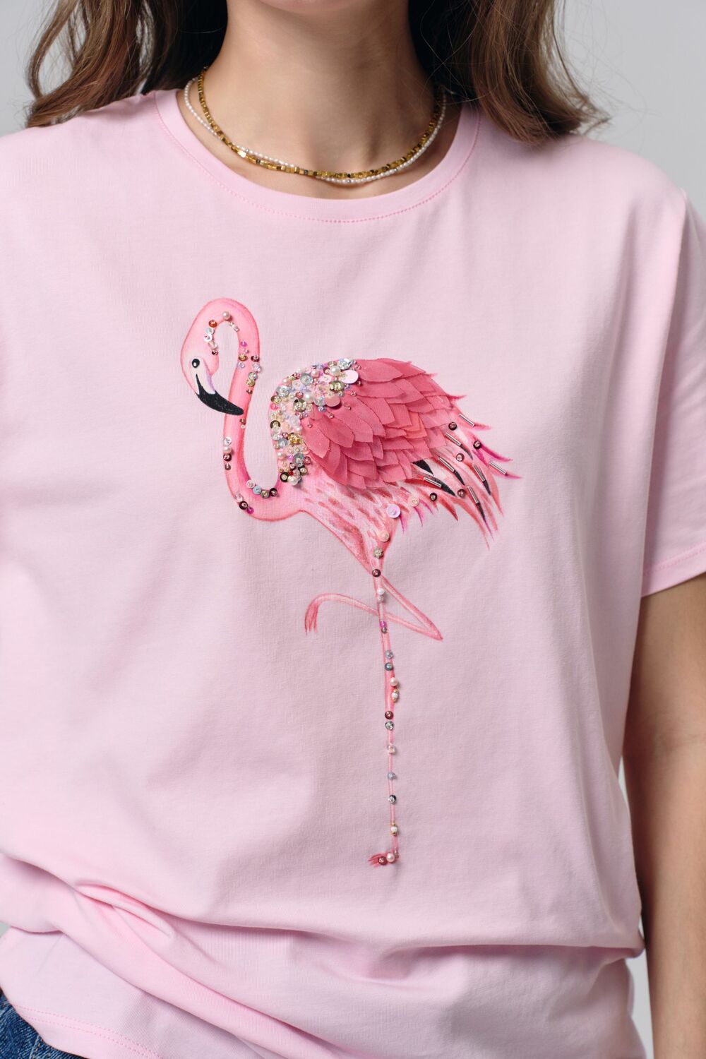 Футболка фламинго розовый
